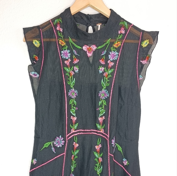 Free People Black Floral Mini Dress - Picture 4 of 16